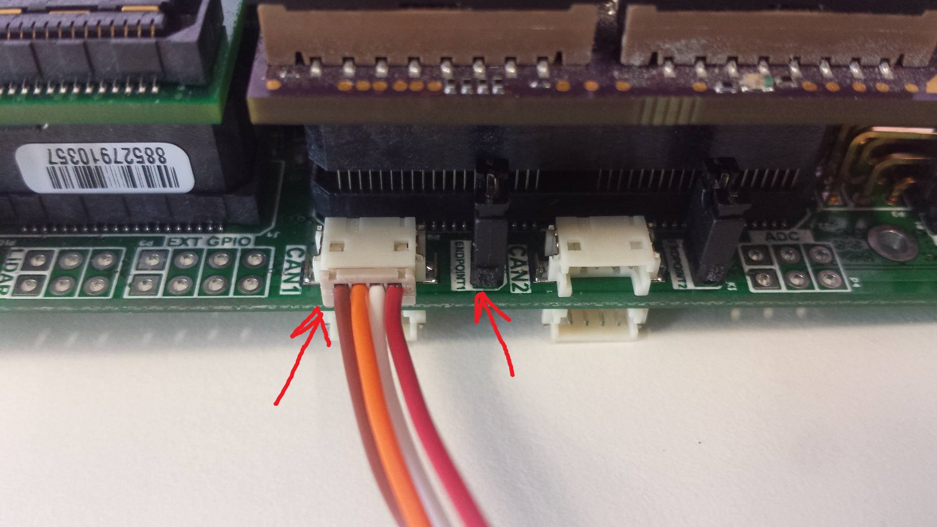CAN connector on daughterboard
